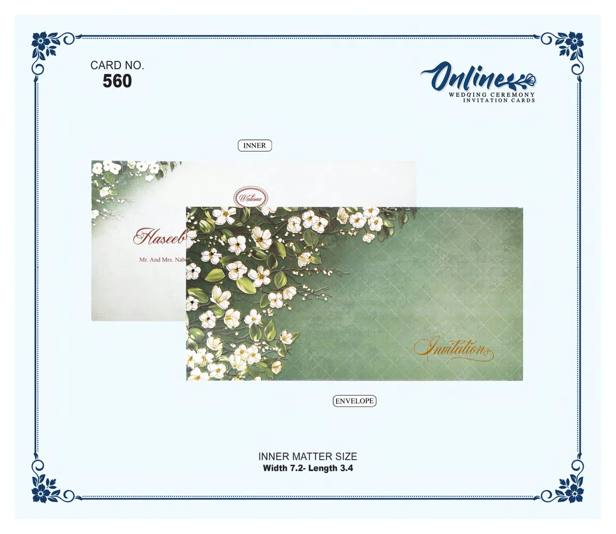 Sage Floral Envelope wedding card design
