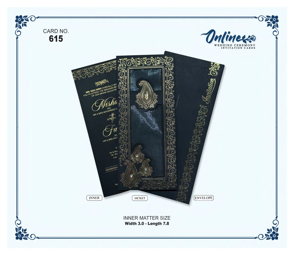 Black & Gold Ornamental Invitation wedding card design