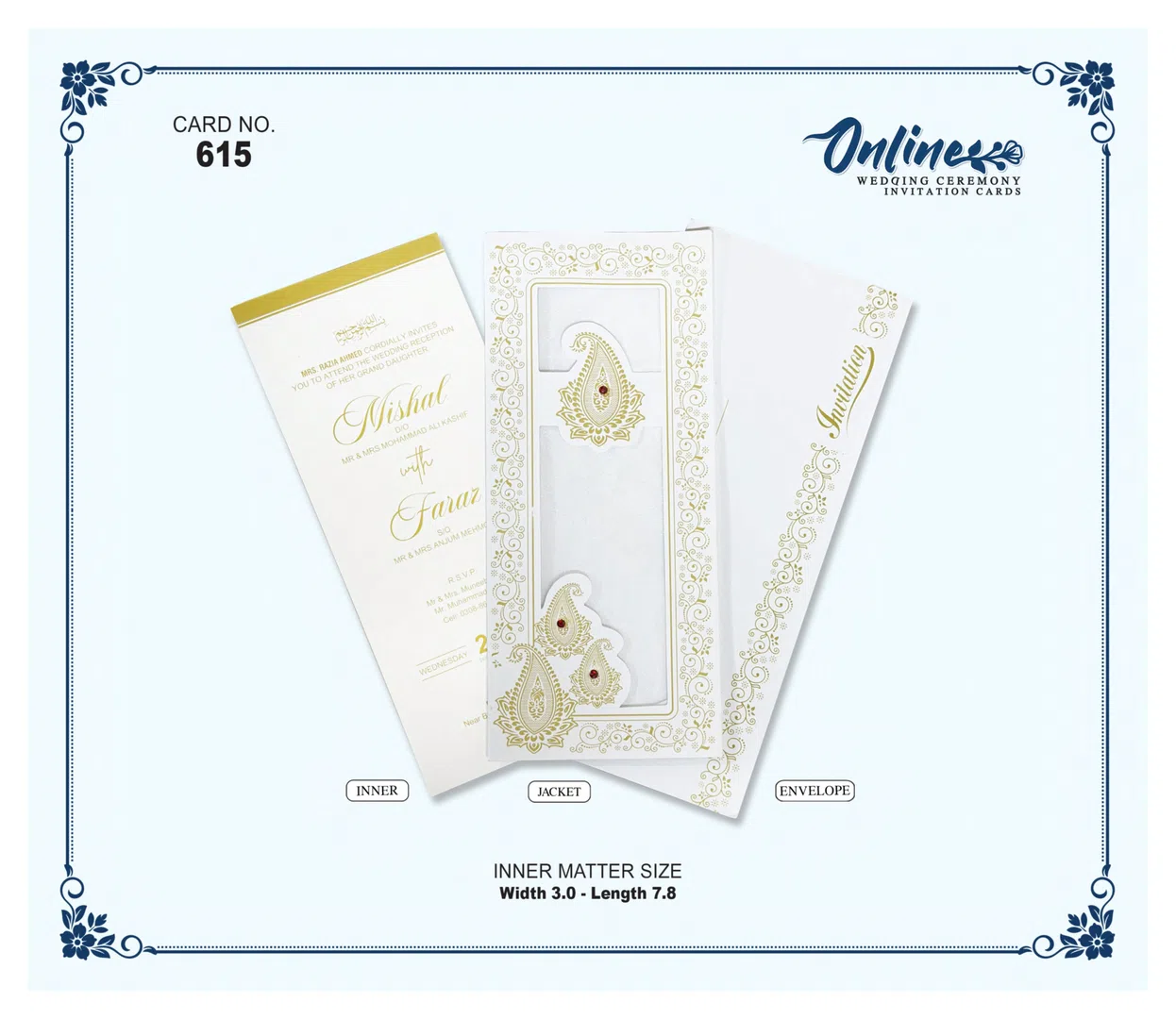 White & Gold Floral Invitation wedding card design