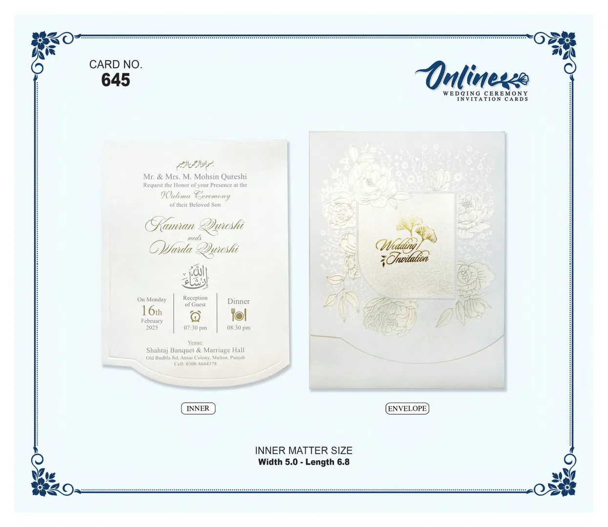 Gold Floral Invitation wedding card design