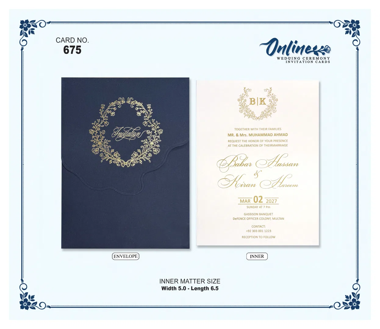 Navy Gold Invitation wedding card design