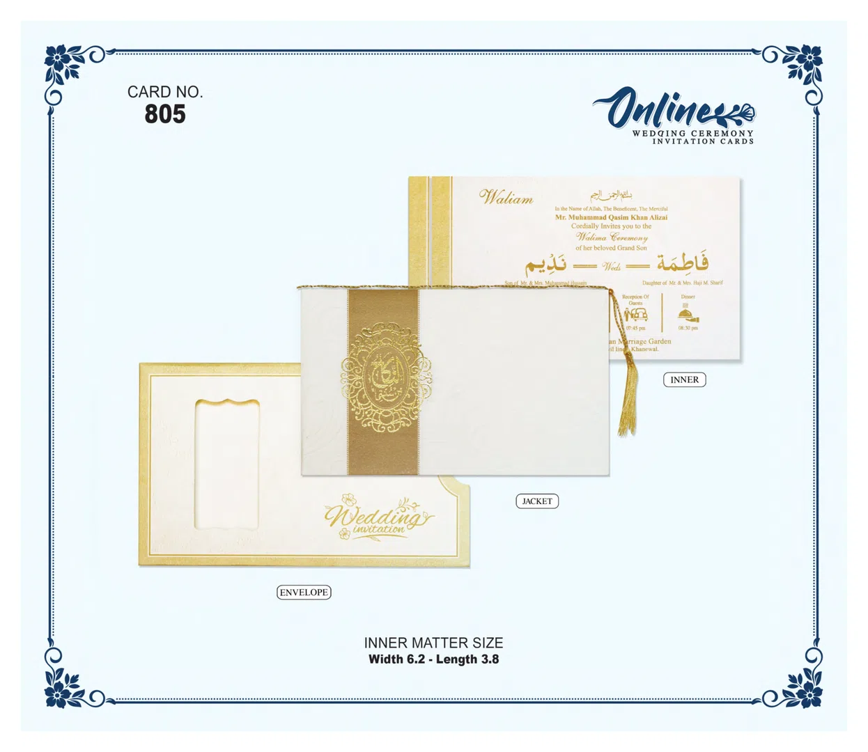 Gold Panel Invitation wedding card design