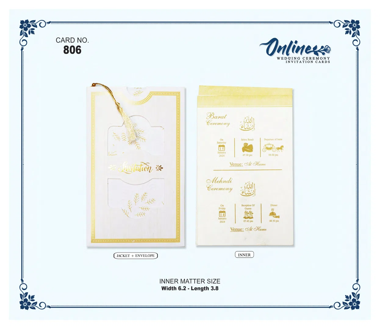 Gold Hanging Tag Invitation wedding card design