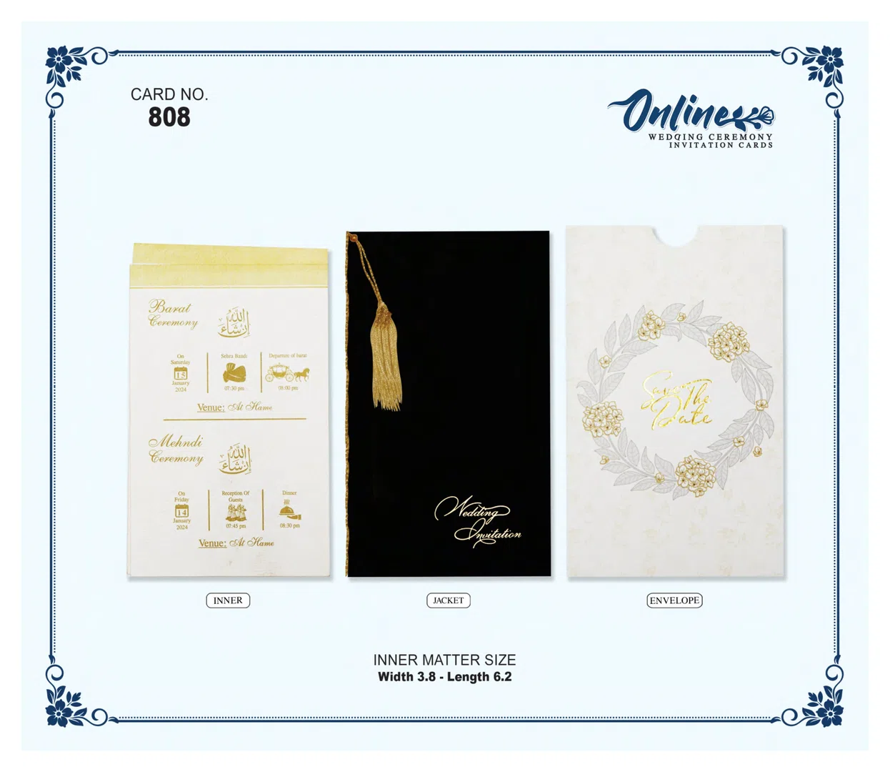 Black Gold Floral Invitation wedding card design
