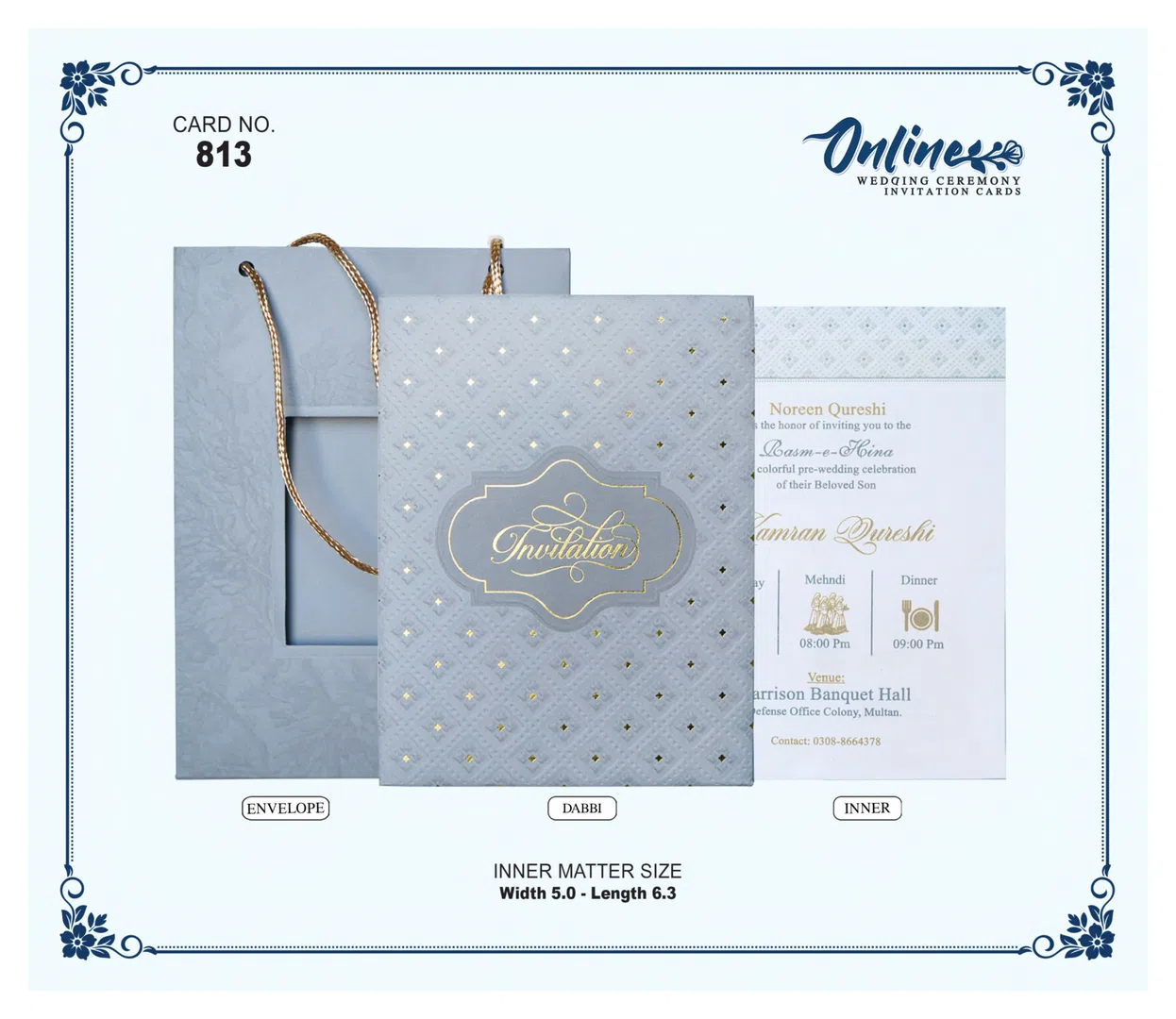Blue Dori Invitation wedding card design