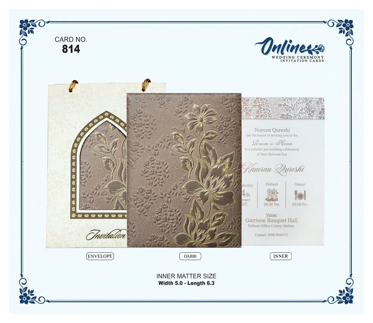 Taupe Floral Dori Invitation wedding card design