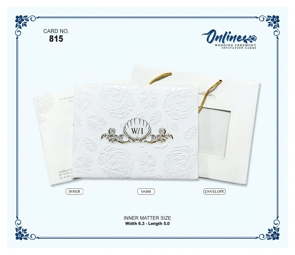 White Gold Dori Invitation wedding card design