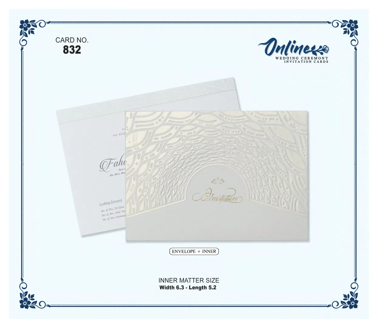 Silver Embossed Invitation wedding card design