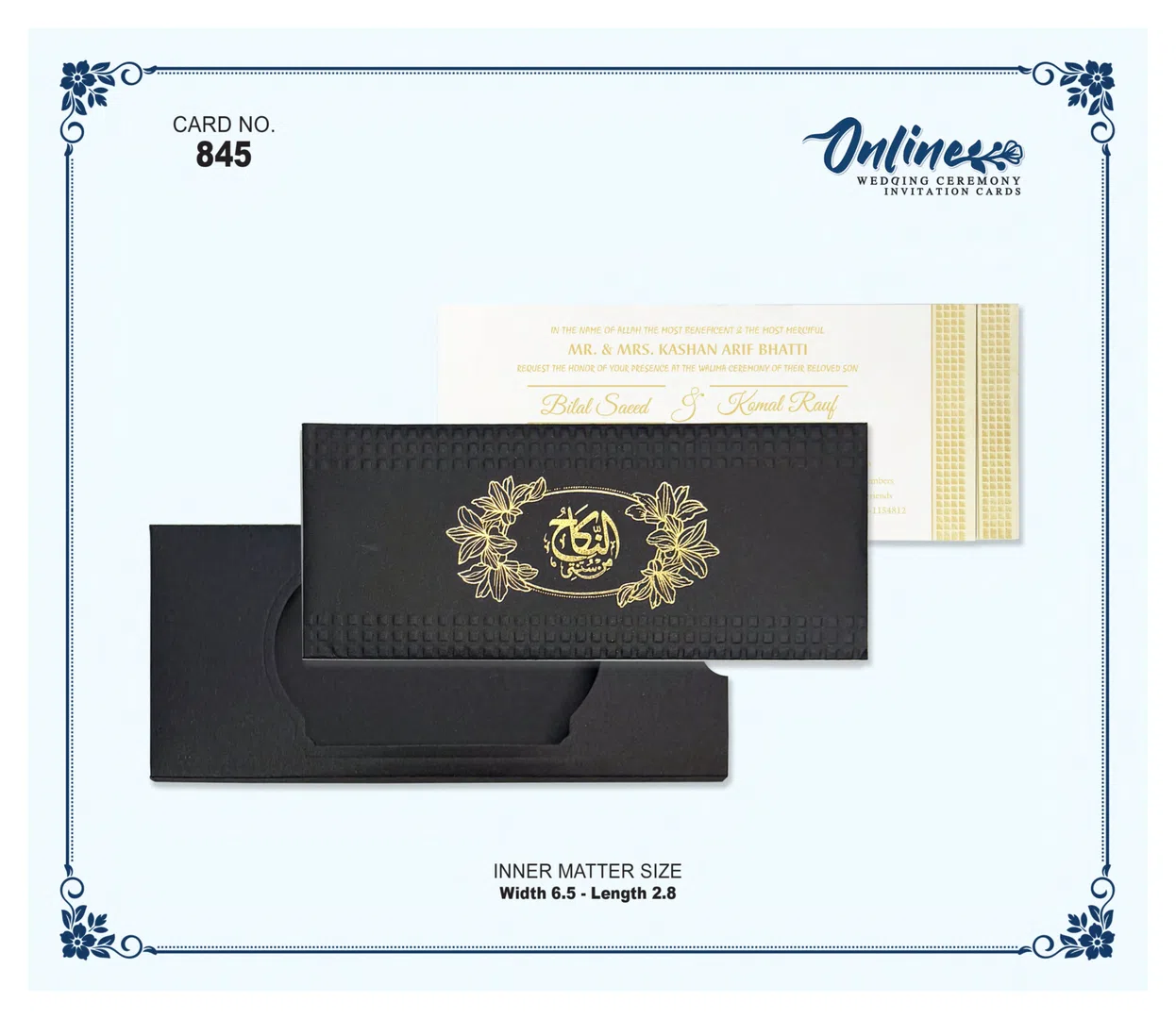 Black Gold Invitation wedding card design