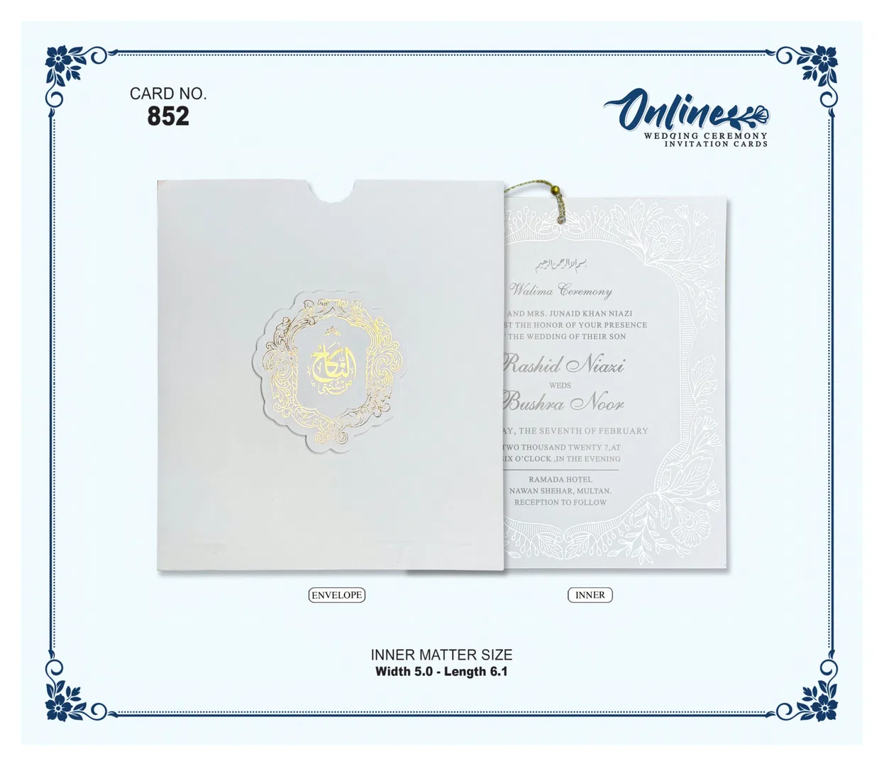 Grey Gold Dori Invitation wedding card design