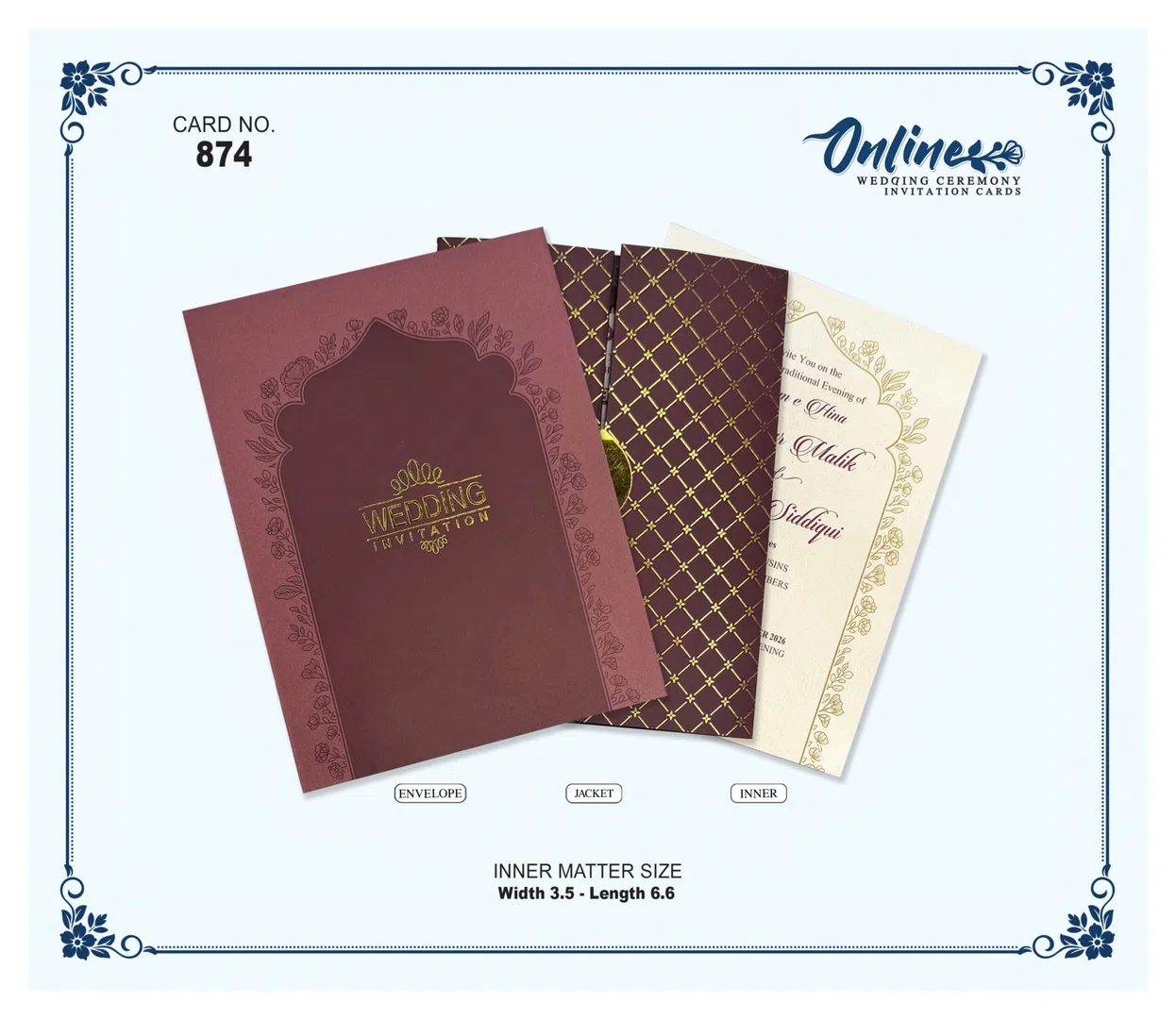 Burgundy Gold Invitation wedding card design